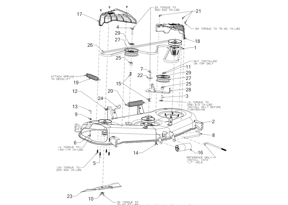 Deck Diagram and Parts List for XT1-LT50KH (13AQA1CQ009)(2016) Cub Cadet Lawn Tractor